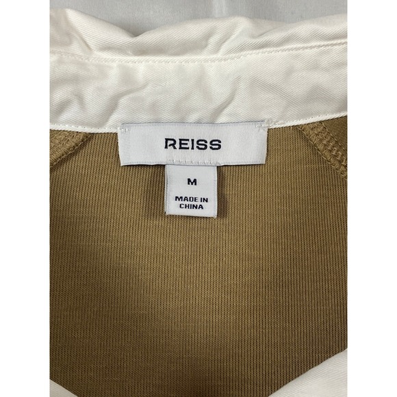 REISS Gaia Camel Tan Interlock Contrast Collar Sweater Top Womens M - Picture 6 of 14